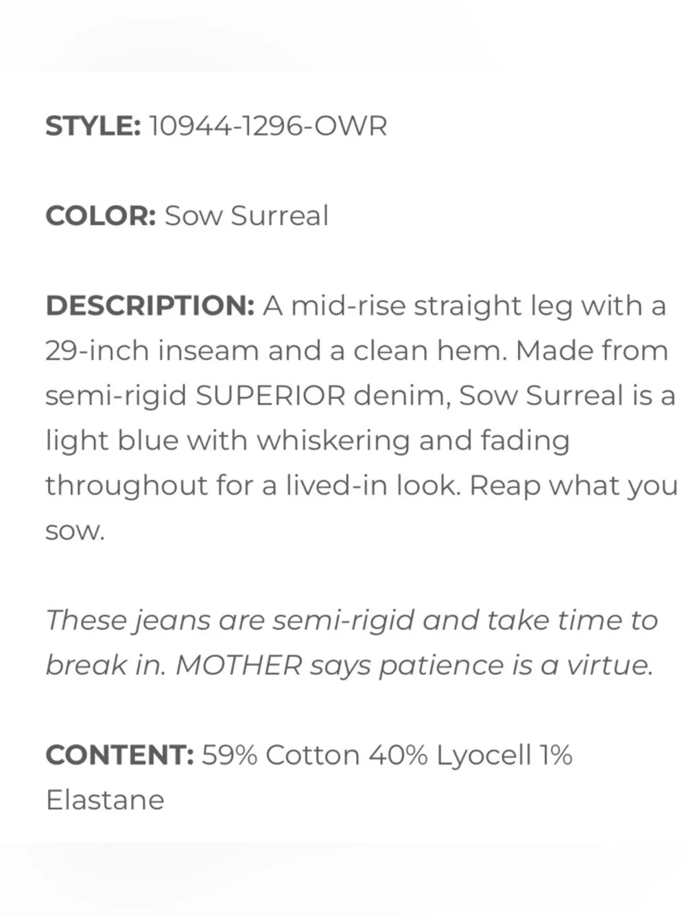 MOTHER THE RASCAL HOVER BLUE HIGH RISE JEANS - Picture 9 of 9